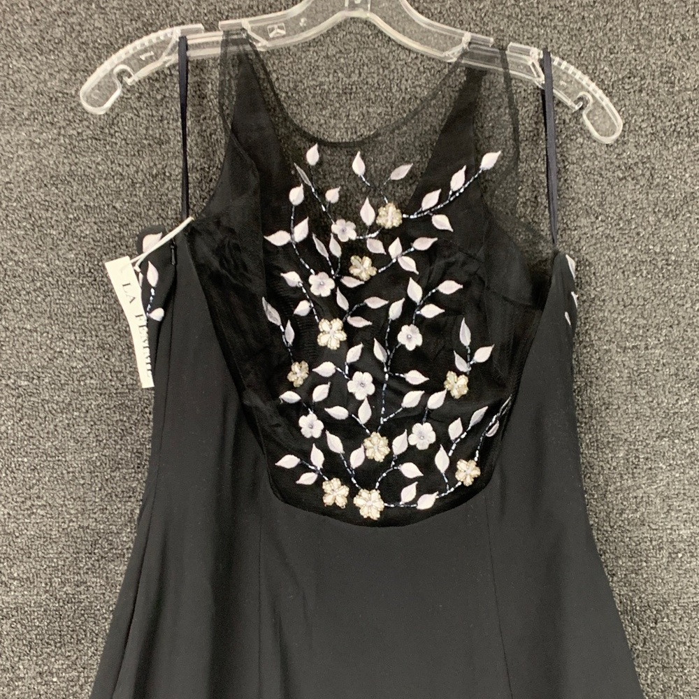 La Femme Black Floral Beaded Maxi Dress - Picture 6 of 13